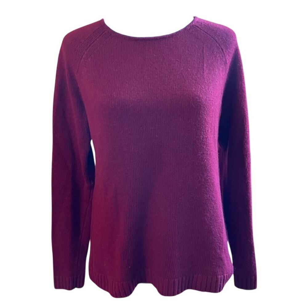 J.Crew Women's Burgundy Wool Blend Sweater Cozy Knit Fall Winter  Size Medium - Picture 2 of 11